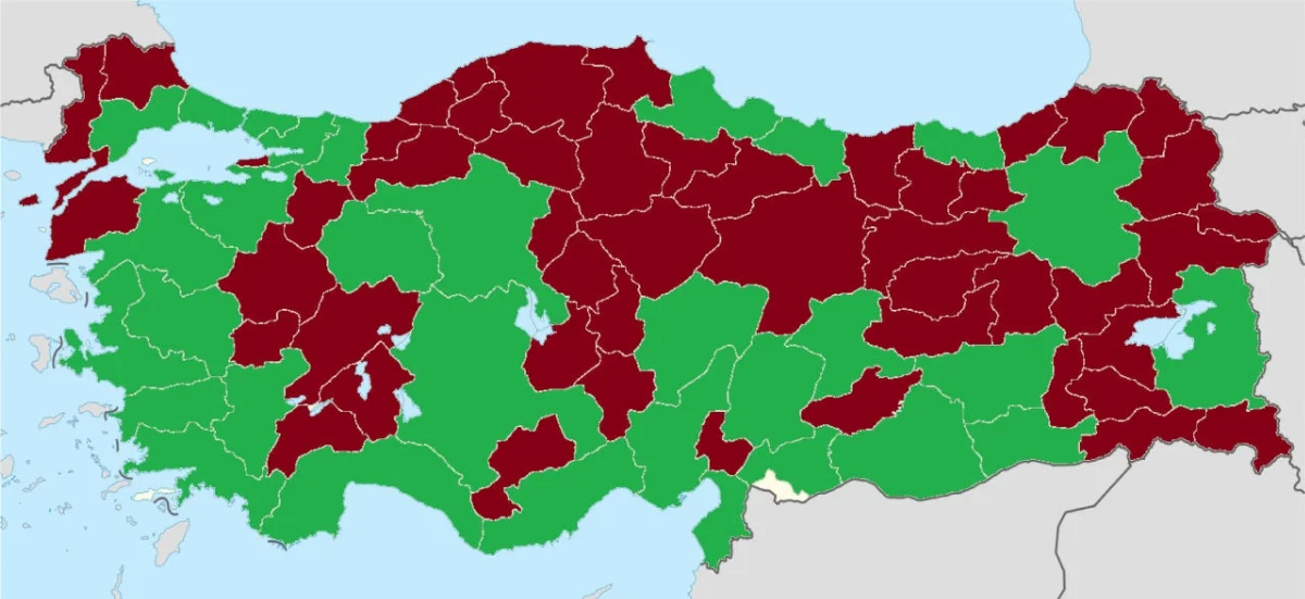 Yeşil: Büyükşehir Belediyeleri - Kırmızı: Belediyeler