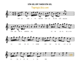 Dön Gel Bir Tanem Türküsünün Söz ve Notaları