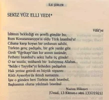 Nazım Hikmet'in İstanbul'un fethini anlatan 'Sekiz Yüz Elli Yedi' şiiri