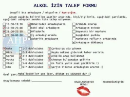 Kılıbıklara Alkol İzin Talep Formu