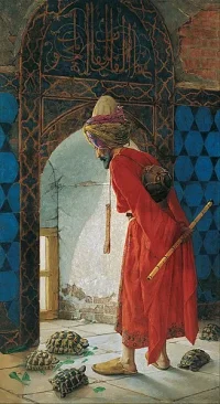 Osman Hamdi Bey'in çizdiği Kaplumbağa Terbiyecisi. 