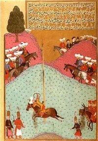 2. Murad at üstünde ok atarken minyatürü