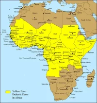 Sarı hummanın Afrika'daki bölgesel dağılımı (2005)